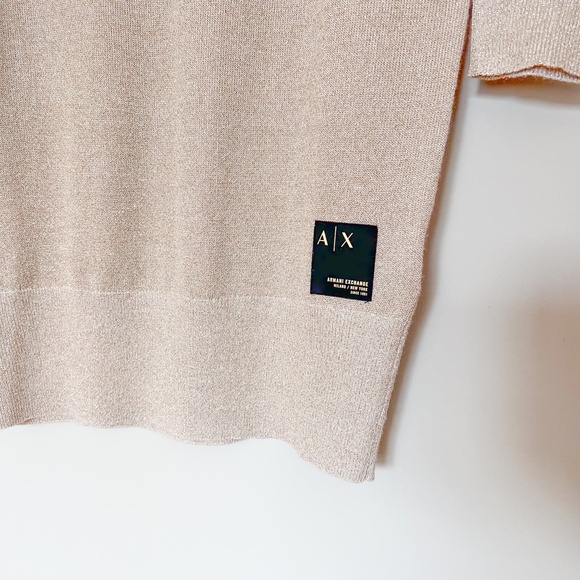 $140 AX Armani Exchange Gold Metallic Merino Blend Knit Mini Dress Long Sleeve M - Picture 15 of 15